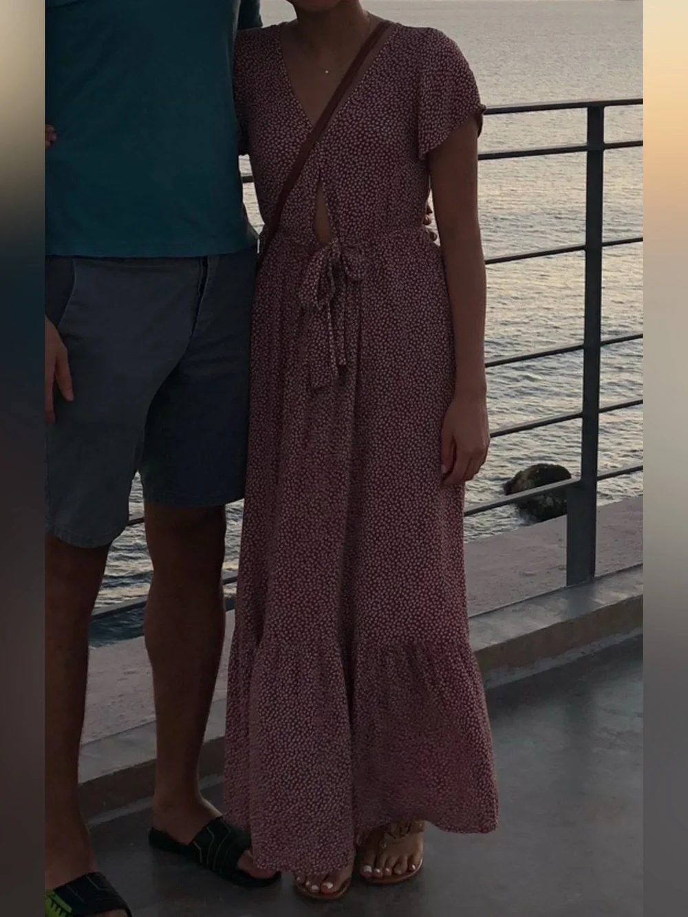 Abercrombie & Fitch Mauve Printed Wrap Maxi Dress